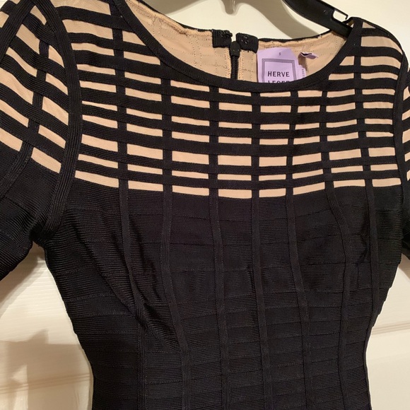 Hervé Leger Black Tan Gisele Bandage Short Dress - Picture 6 of 7